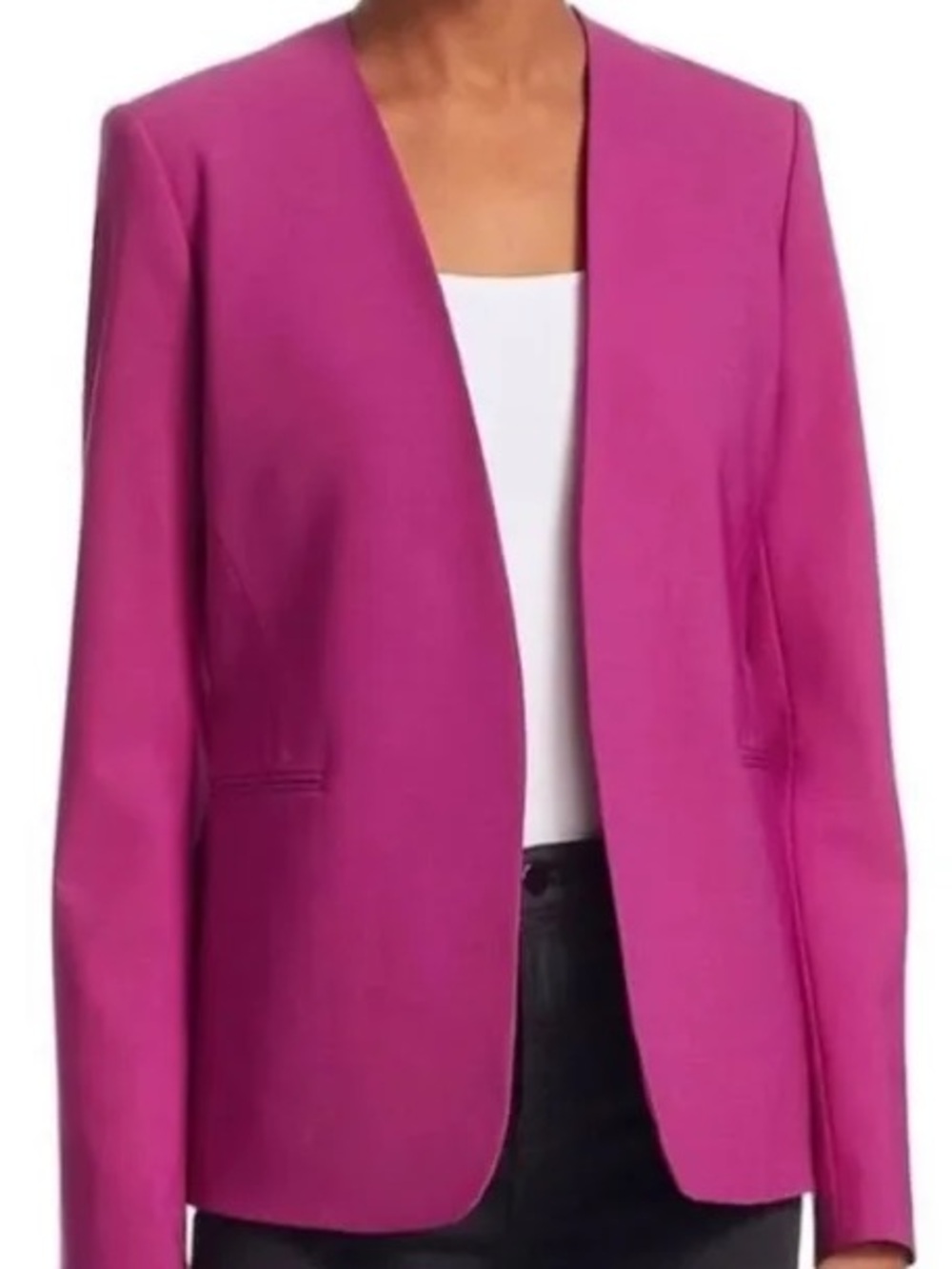 Theory Isita Wild Pink Fuchsia Blazer Open Front 2 $495 - Picture 3 of 10